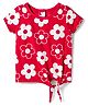 Babyhug 100% Cotton Knit Half Sleeves Top with Floral Print - Red