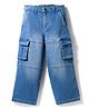 Kookie Kids Denim Woven Full Length Washed Jeans With Cargo Pocket - Light Blue