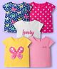 Babyhug 100% Cotton Knit Half Sleeves T-Shirts with Floral & Butterfly Print Pack of 5 - Multicolor