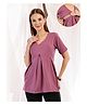 Zelena 95% Cotton 5% Elastane Woven Half Sleeves Solid Maternity Top With Side Concealed Zipper Nursing Access - Onion