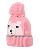 Kid-O-World Knit Bear Designed Pom Pom Embellished Cap - Light Pink - Circumference 50 Cm