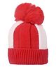 Kid-O-World Knit Colour Blocked Pom Pom Embellished Cap - Red - Circumference 50 Cm