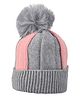 Kid-O-World Knit Colour Blocked Pom Pom Embellished Cap - Grey - Circumference 50 Cm