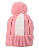 Kid-O-World Knit Colour Blocked Pom Pom Embellished Cap - Light Pink - Circumference 50 Cm