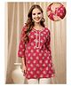 Zelena 100% Cotton Woven Three Fourth Sleeves Floral Printed Maternity Kurti With Front Open Nursing Access - Red