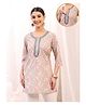 Zelena Cotton Silk Woven Three Fourth Sleeves Floral Printed Maternity Kurti With Front Open Nursing Access - Grey Floral
