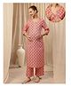 Zelena Cotton Silk Woven Three Fourth Sleeves  Floral Printed Maternity Kurti With Side Zipper Nursing Access - White Pink Floral