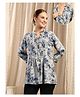 Zelena Cotton Silk Woven Three Fourth Sleeves Floral Printed Maternity Top With Front Open Nursing Access - Sky Blue