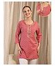 Zelena Cotton Silk Woven Three Fourth Sleeves Floral Printed Maternity Kurti With Front Open Nursing Access - Pink