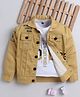 Ministitch Denim Woven Full Sleeves Typography Printed Jacket With Tee - Mustard