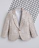 Ministitch Jacquard Woven Full Sleeves Checked & Floral Printed Blazer - Cream