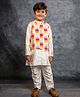 Jilmil Silk Knit Full Sleeves Solid  Kurta Pyjama With Abstract Printed Jacket Set - Cream