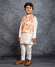 Jilmil Silk Knit Full Sleeves Solid Kurta Pyjama With Abstract Printed Jacket Set - Cream