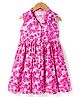 Kookie Kids 100% Cotton Woven Sleeveless Front Open Frock With Floral Print - Pink