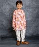 Jilmil Cotton Linen Woven Full Sleeves Floral Printed Kurta Pyjama Set - Multi Colour