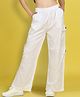 Cutiekins Woven Solid Wide Legged Cargo Pants - Off White