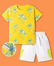 OLLINGTON ST. Cotton Knit Half Sleeve Printed T-Shirts & Shorts Set - Yellow & White