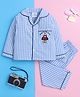 Knitting Doodles Pure Cotton Woven Full Sleeves Checked  Coordinating Night Suit Set - Blue & White