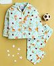 Knitting Doodles Pure Cotton Woven Full Sleeves Jungle Theme Printed Coordinating Night Suit Set - White