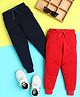 Knitting Doodles Terry Knit Pack Of 2 Solid Track Pants - Navy Blue & Cherry Red
