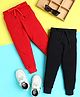 Knitting Doodles Terry Knit Pack Of 2 Solid Track Pants - Cherry Red & Black