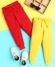Knitting Doodles Terry Knit Pack Of 2 Solid Track Pants - Cherry Red & Yellow