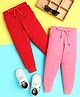 Knitting Doodles Terry Knit Pack Of 2 Solid Track Pants - Cherry Red & Pink