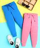 Knitting Doodles Terry Knit Pack Of 2 Solid Track Pants - Blue & Pink