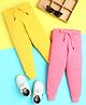 Knitting Doodles Terry Knit Pack Of 2 Solid Track Pants - Yellow & Pink