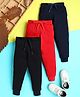 Knitting Doodles Terry Knit Pack Of 3 Solid Track Pants - Navy Blue Cherry Red & Black