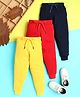 Knitting Doodles Terry Knit Pack Of 3 Solid Track Pants - Navy Blue Cherry Red & Yellow