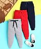 Knitting Doodles Terry Knit Pack Of 3 Solid Track Pants - Navy Blue Cherry Red & Grey