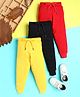 Knitting Doodles  Terry Knit Pack Of 3 Solid Track Pants - Cherry Red Black & Yellow