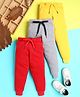 Knitting Doodles  Terry Knit Pack Of 3 Solid Track Pants - Yellow Grey & Cherry Red