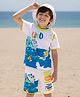OLLINGTON ST. Cotton Knit Half Sleeves Printed T-Shirt & Knit Shorts Set - Multicolor