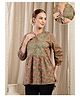 Zelena Cotton Silk Woven Three Fourth Sleeves Floral Printed Maternity Top With Front Open Nursing Access - Sage