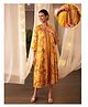 Zelena 100% Viscose Woven Mirrorwork Detailed & Threadwork Embroidered Maternity Dress With Side Seam Nursing Access & Three Fourth Sleeves Shrug - Mustard Yellow
