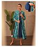Zelena 100% Viscose Woven Mirrorwork Detailed & Threadwork Embroidered Maternity Dress With Side Seam Nursing Access & Three Fourth Sleeves Shrug - Sky Blue