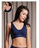 Zelena 95% Modal 5% Lycra Knit Solid Padded Maternity Bra With Front Open Nursing Access - Navy Blue