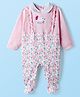 ToffyHouse Interlock Knit Full Sleeves Footed Sleepsuit With Floral Print - Peach