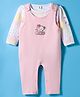 ToffyHouse Interlock Knit Dungaree & Full Sleeves Inner Tee With Teddy Bear Embroidery & Floral Print - Peach & White