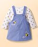 ToffyHouse Knit Frock & Full Sleeves Inner Tee With Honeybee Print & Embroidery - Blue