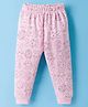 Pink Rabbit Knit Full Length Fleece Pant with Animal Print - Pink