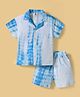 ToffyHouse Cotton Knit Half Sleeves Tie & Dye Co-ords Shirt & Shorts Set - Light Blue