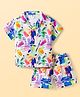 ToffyHouse 100% Cotton Knit Half Sleeves Shirt & Shorts Set With Abstract Print - Multicolour