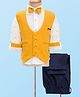 Radutu Full Sleeves 3 Pc Suit Set With Bow - White & Yellow