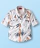 Radutu Full Sleeves Leaves Printed Shirt - White & Orange