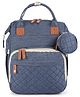 Multipurpose Quilted Diaper Backpack  Blue| Insulated Bottle Pouches| Trolley Sleeve| Stroller Hooks| Multi-Layer Organizer| Wipes Dispenser| Bottle Pouch| Detachable Pacifier Pouch