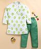 TOONYPORT Cotton Knit Full Sleeves Kiwi Printed Kurta Pyjama Set - Green