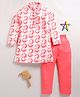 TOONYPORT Cotton Knit Full Sleeves Abstract Printed Kurta Pyjama Set - Red